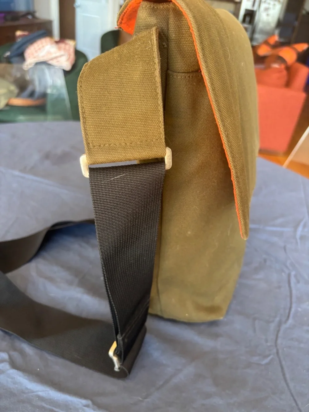 Jack Spade Canvas Messenger Bag Greene Street Olive Laptop Bag Orange Liner Kate